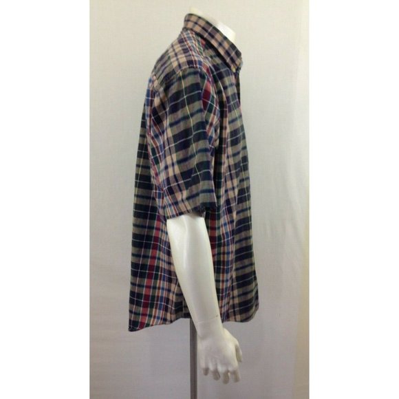 Mickey Inc. Men's Plaid Button Down Cotton Short Sleeve Casual Shirt XL - Picture 3 of 6